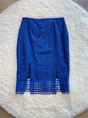 Women’s Blue Lace Pencil Skirt